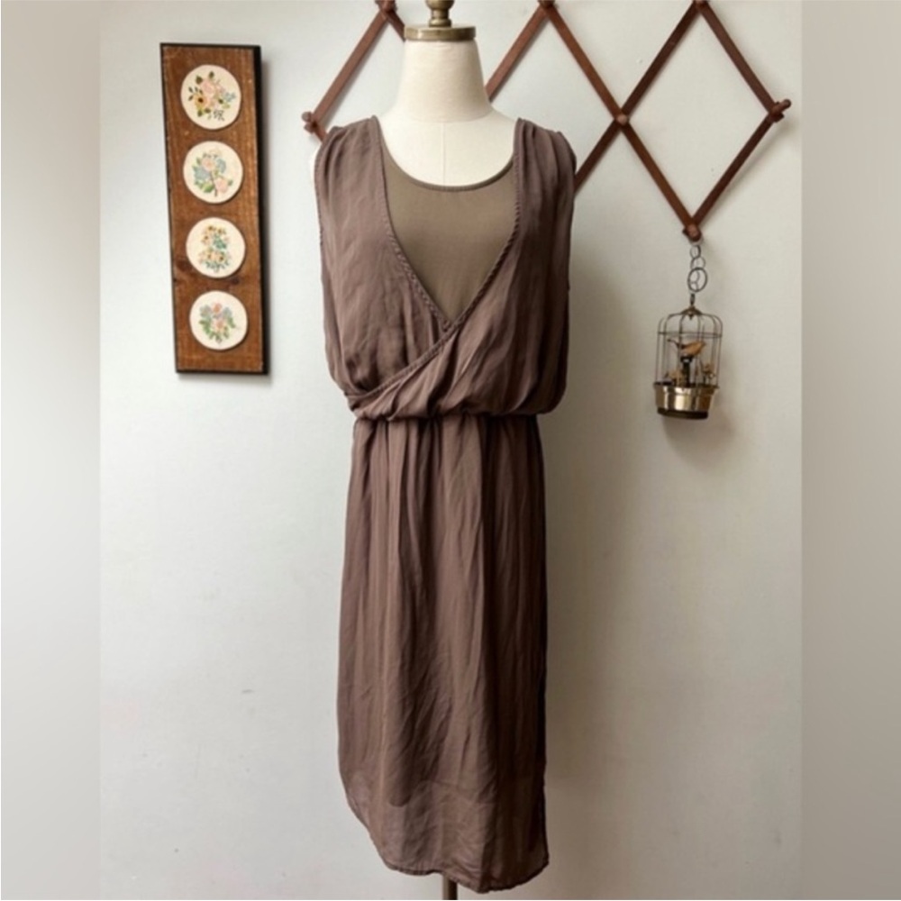 H by Halston Draped Summer Crepe Sleeveless Dress